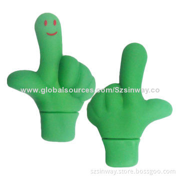 Hand Finger Rubber USB Flash Drives, Made of Promotional/PVC, Multivariate People Design